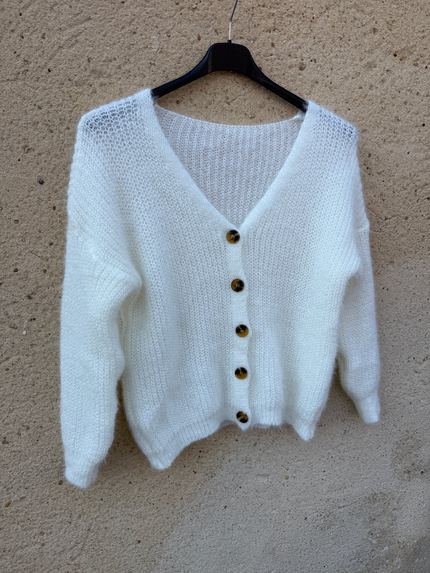Gilet mohair cardigan blanc