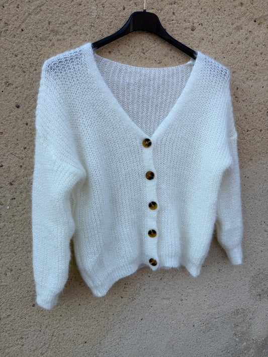 Gilet mohair cardigan blanc