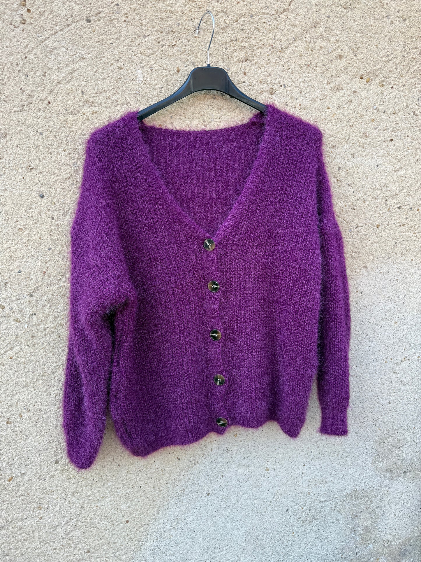 Gilet mohair cardigan violet