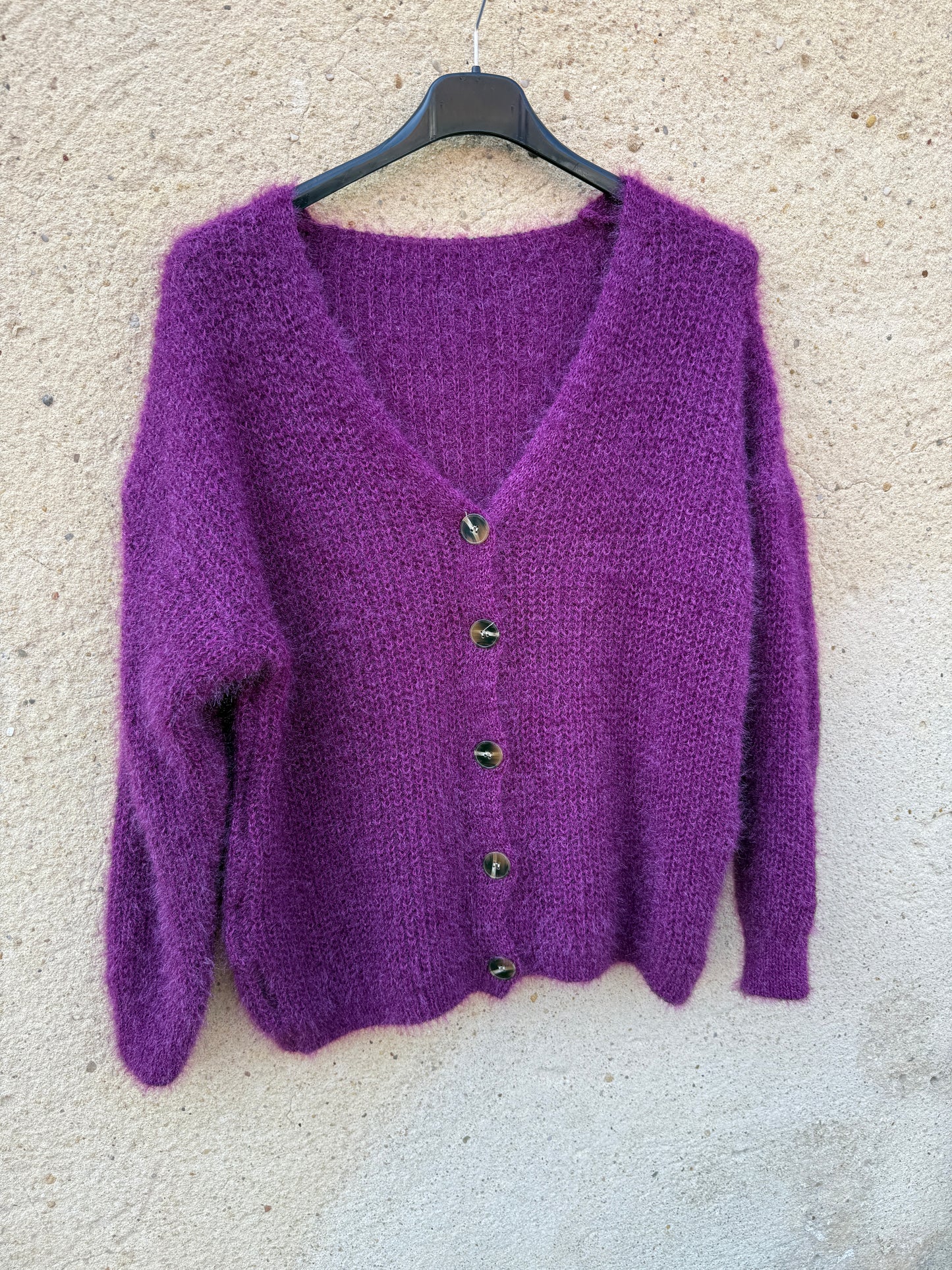 Gilet mohair cardigan violet