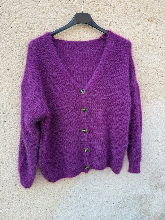 Gilet mohair cardigan violet