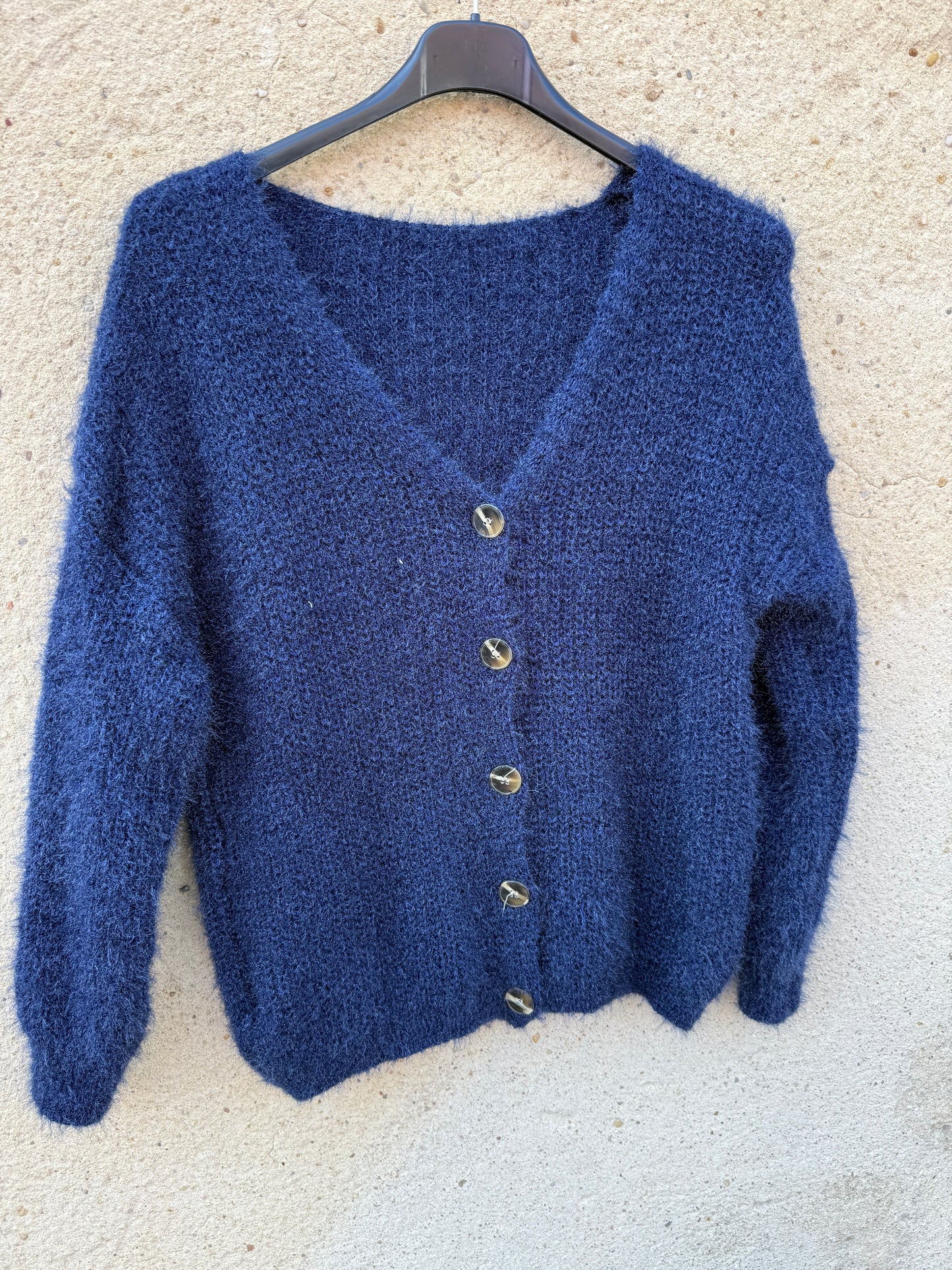 Gilet mohair cardigan bleu marine