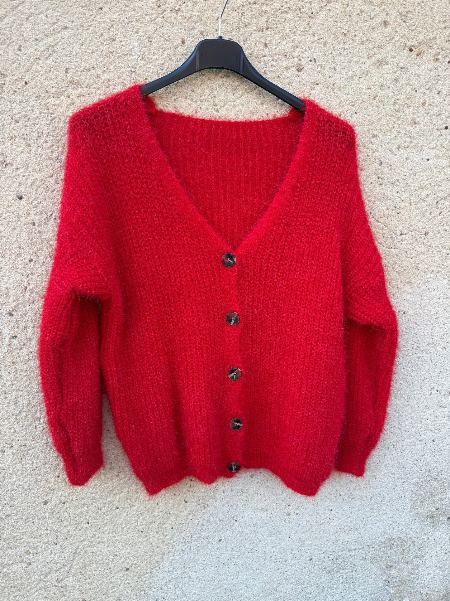 Gilet mohair cardigan rouge