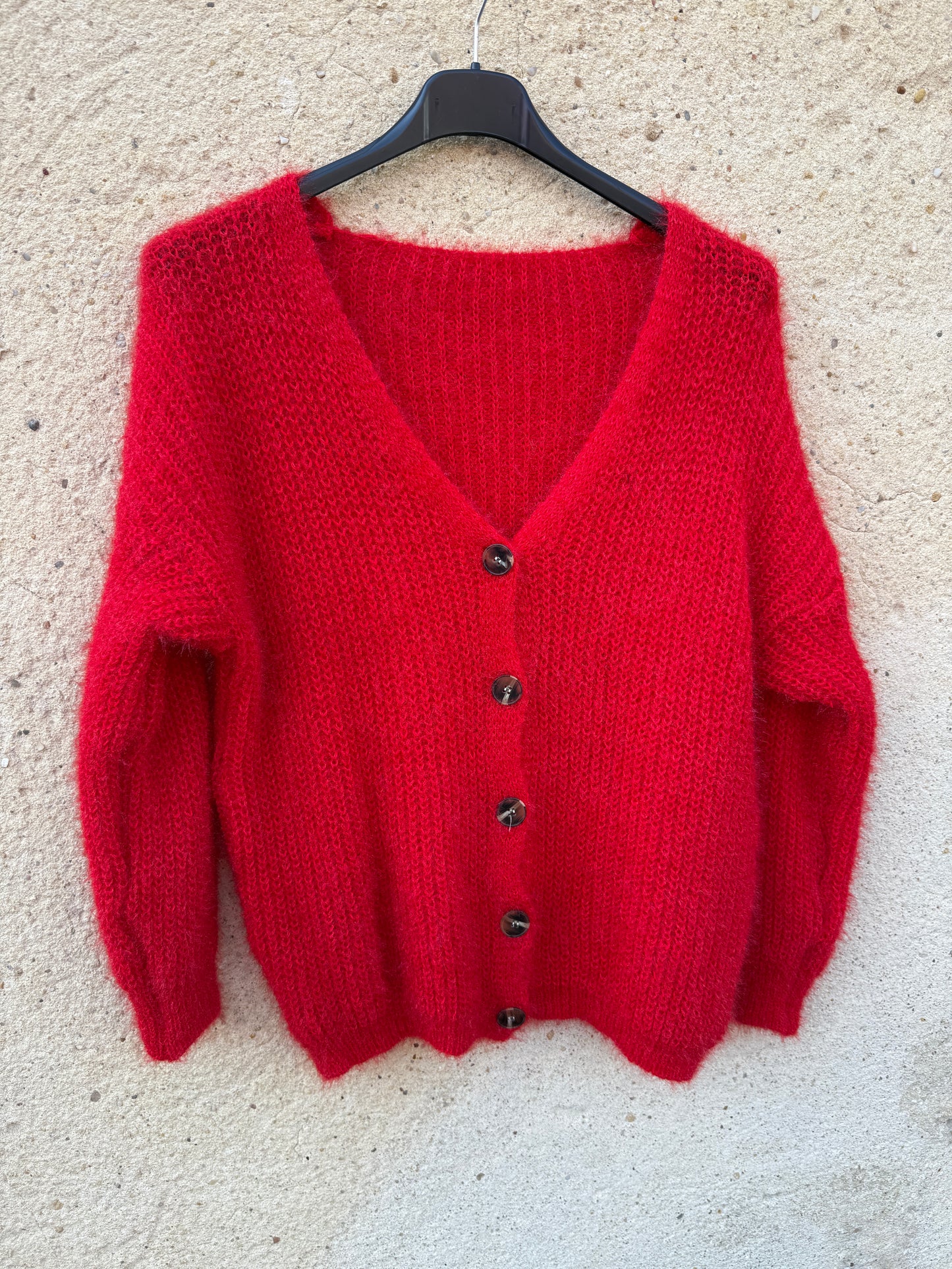 Gilet mohair cardigan rouge