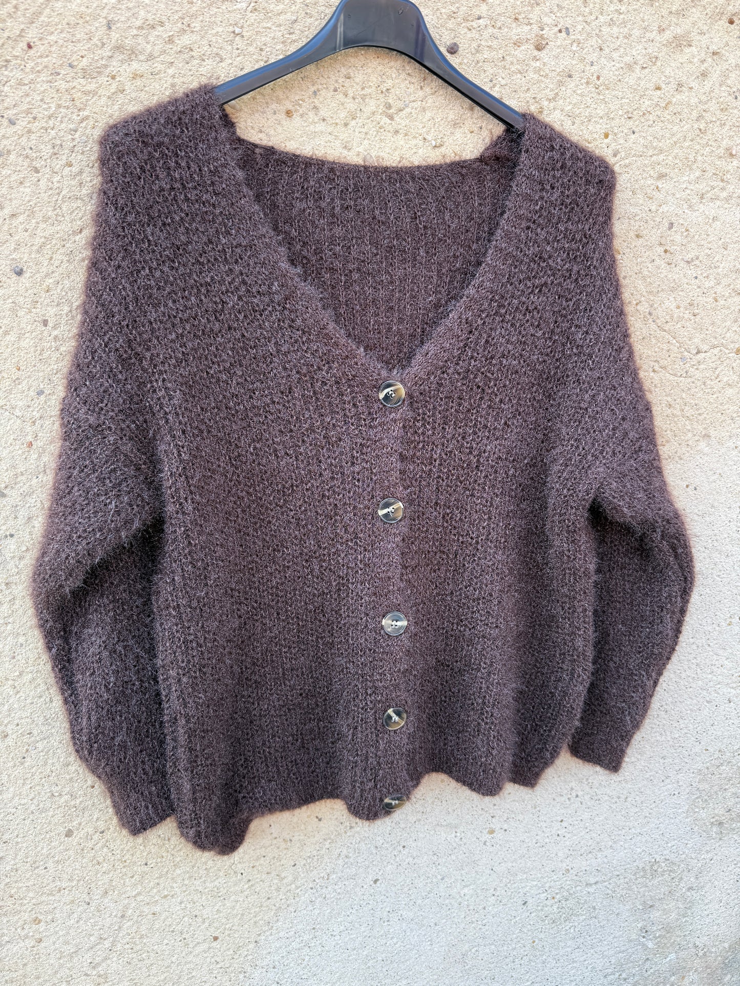 Gilet mohair cardigan marron chocolat