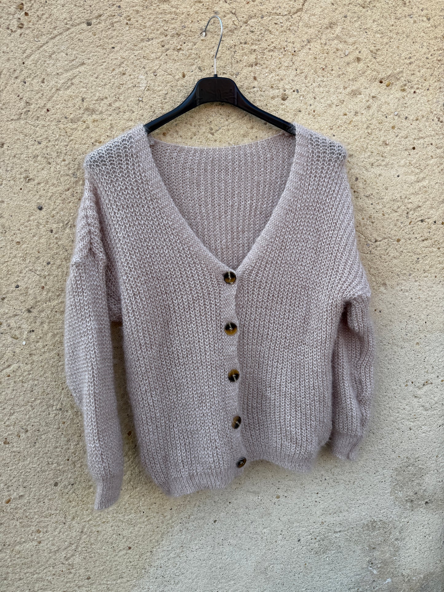 Gilet mohair cardigan beige clair