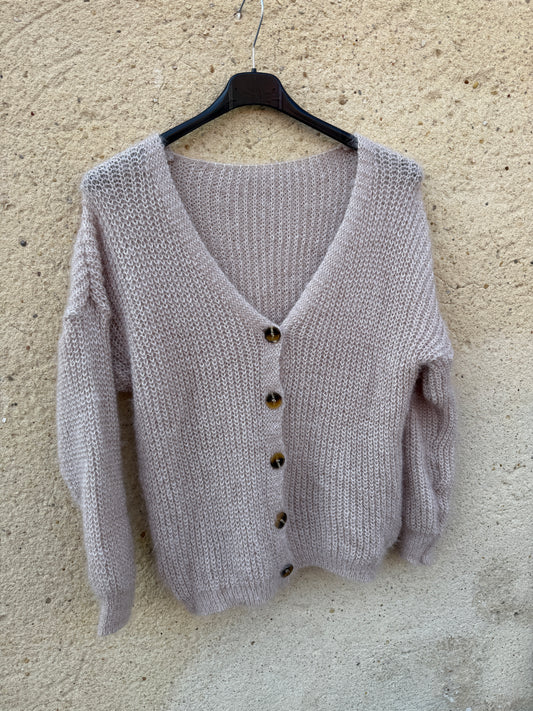 Gilet mohair cardigan beige clair