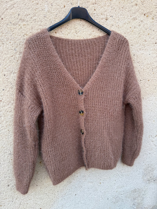 Gilet mohair cardigan beige caramel