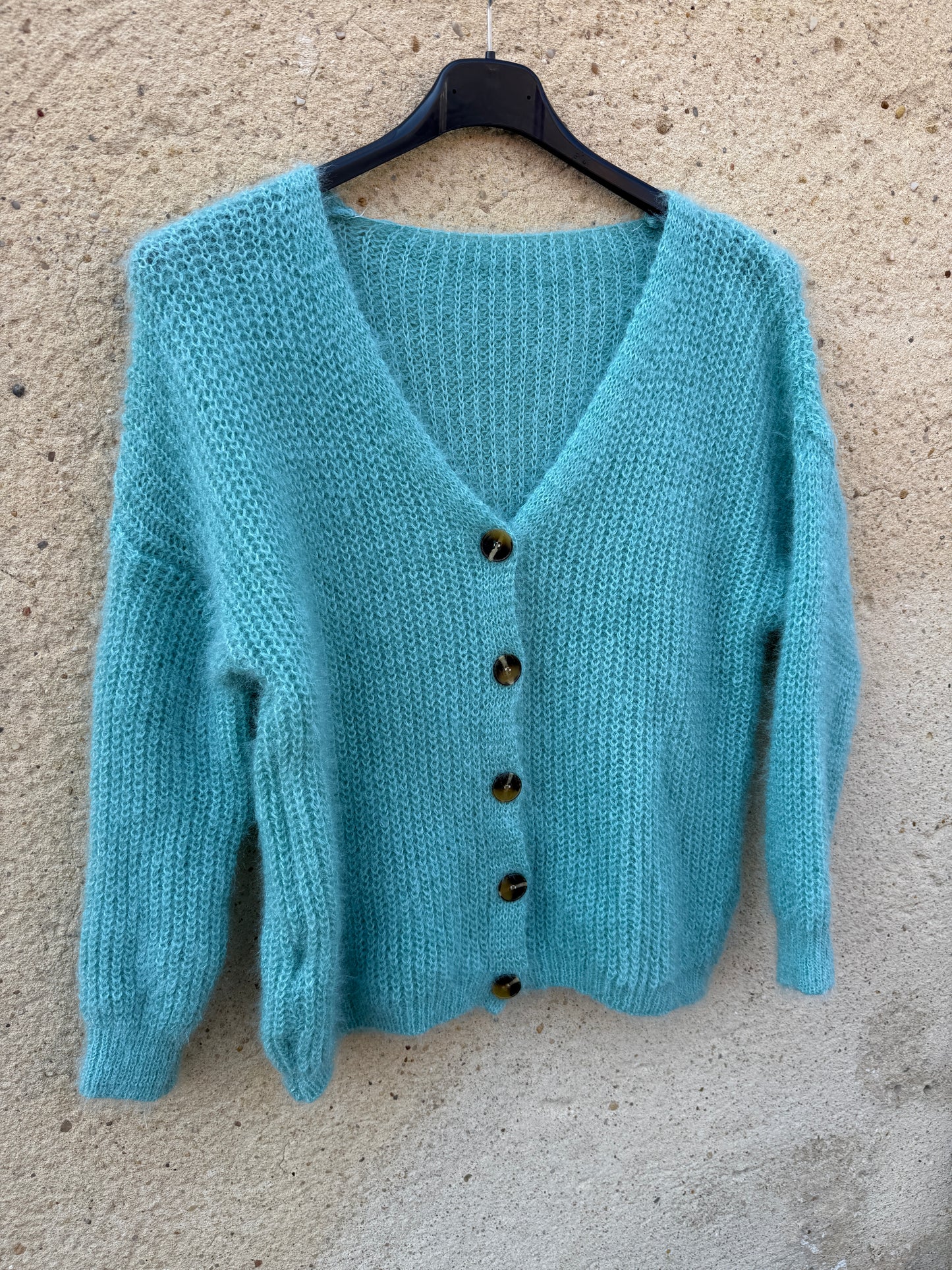 Gilet mohair cardigan vert menthe