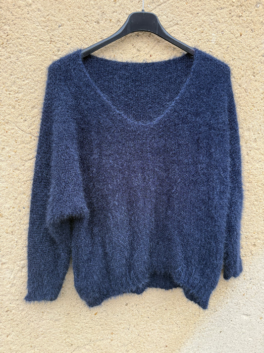 Pull mohair femme bleu marine nuit